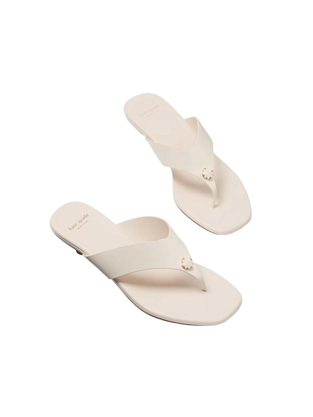 Kate Spade N Y Spade Flower Heel Sandal – Cream Smooth Leather | Size 6.5 | NIB